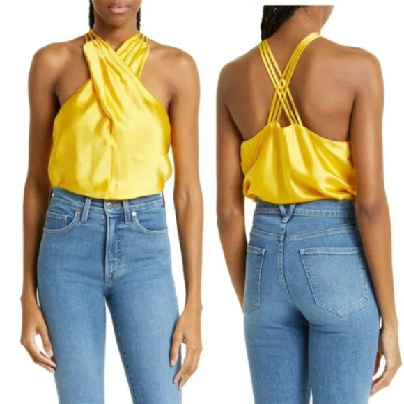 New! Veronica Beard Stewart Charmeuse Top In Bright Sunset 17837 - Picture 1 of 7